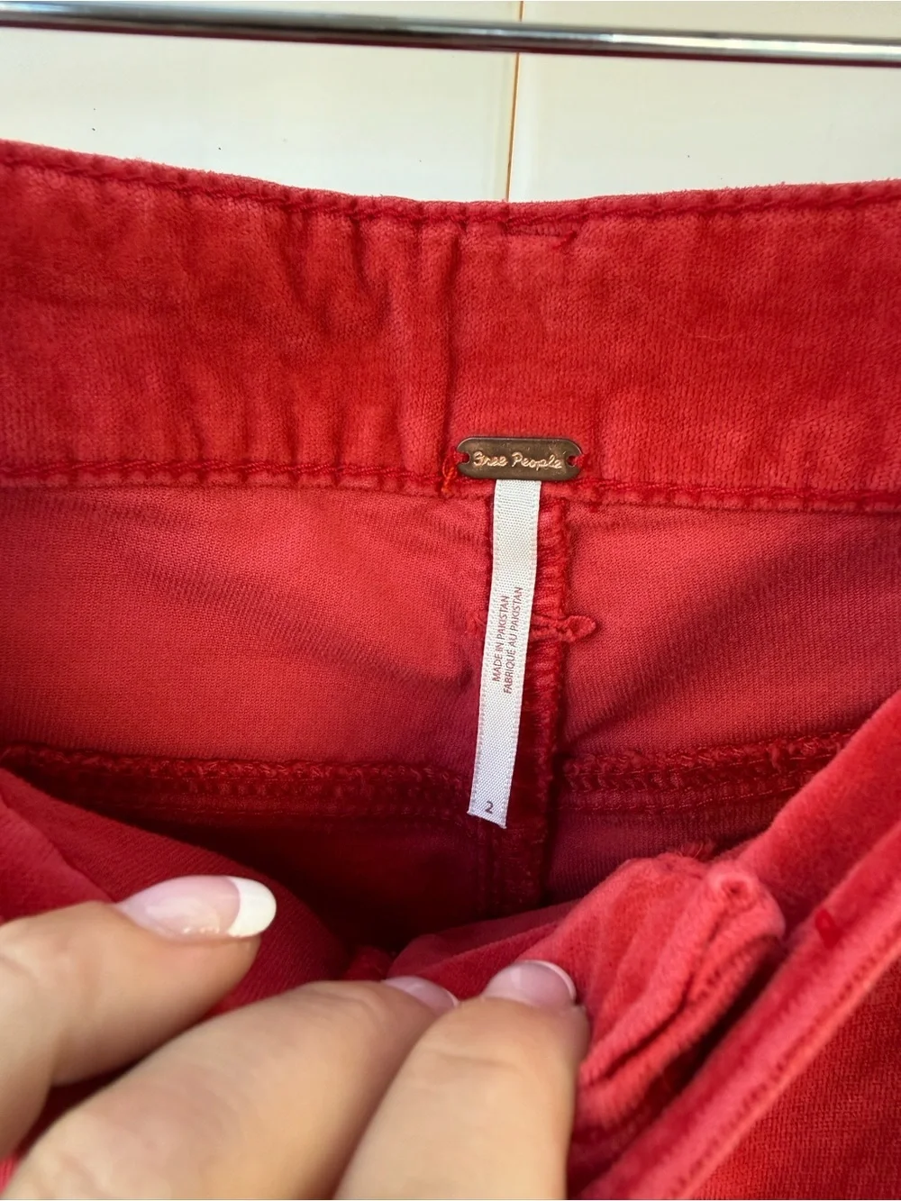 Free People Red Corduroy High Time Velvet Kick Flare Pants